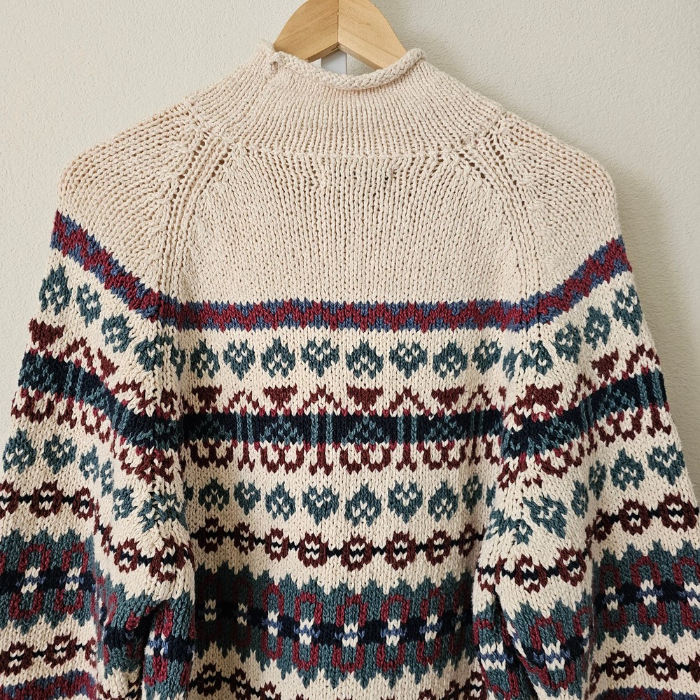 NWOT VTG EDDIE BAUER Women's Fair Isle Oversized Mock Neck Pullover Sweater Sz S - Picture 7 of 14